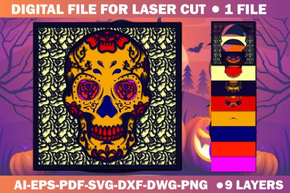 Download Halloween Skull Paper Cut 3D SVG File - Skull Collection