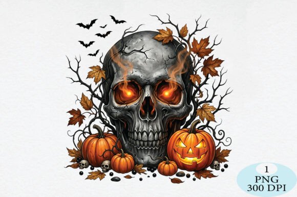 Download Halloween Skull &amp; Pumpkin PNG - Skull Collection