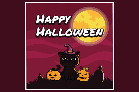 Download Happy Halloween Background with Black Cat - Happy Collection
