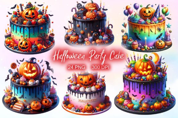 Download Halloween Party Cake Watercolor Clipart - Halloween party Collection