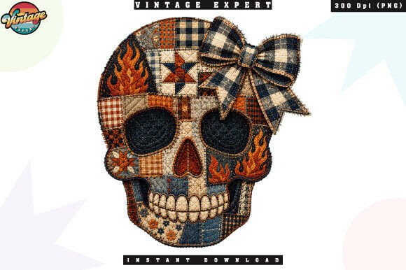 Download Spooky Halloween Skull Patchwork PNG - Skull Collection