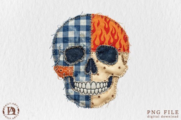 Download Patchwork Halloween Skull PNG - Skull Collection