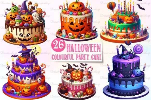 Download Halloween Party Cake Watercolor Clipart - Halloween party Collection