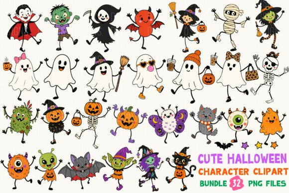 Download Cute Halloween Doodle Character Bundle - Cute halloween Collection