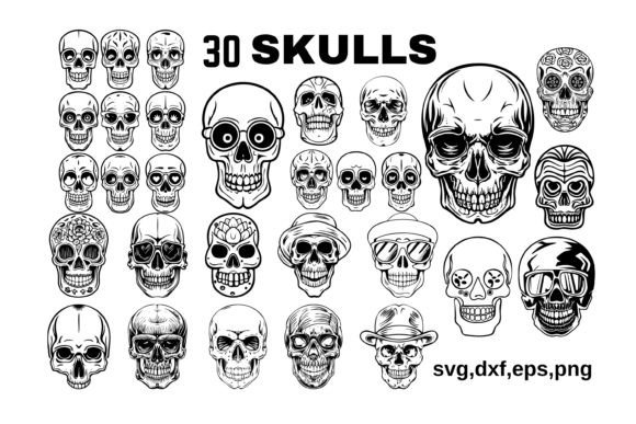 Download Skull SVG Bundle: 30 Unique Designs - Skull Collection