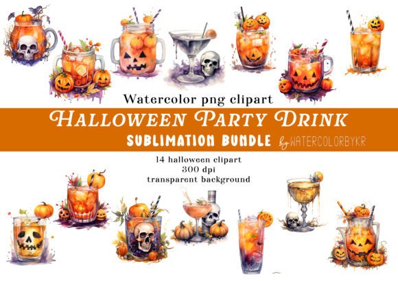 Download Watercolor Halloween Party Drink Bundle - Premium Resources
