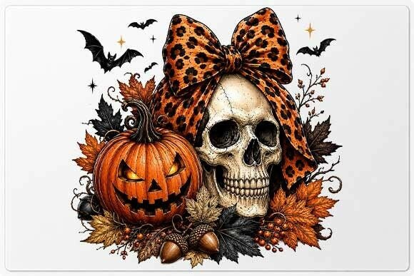 Download Leopard Bow Halloween Skull PNG - Skull Collection