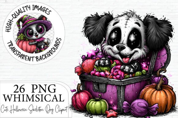 Download Cute Halloween Skeleton Dog Clipart - Cute halloween Collection