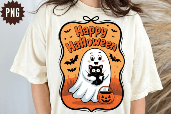 Download Happy Halloween Ghost Cat PNG Clipart - Happy Collection