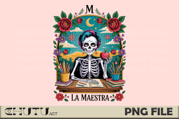 Download La Maestra PNG - Teacher Skull Art - Skull Collection